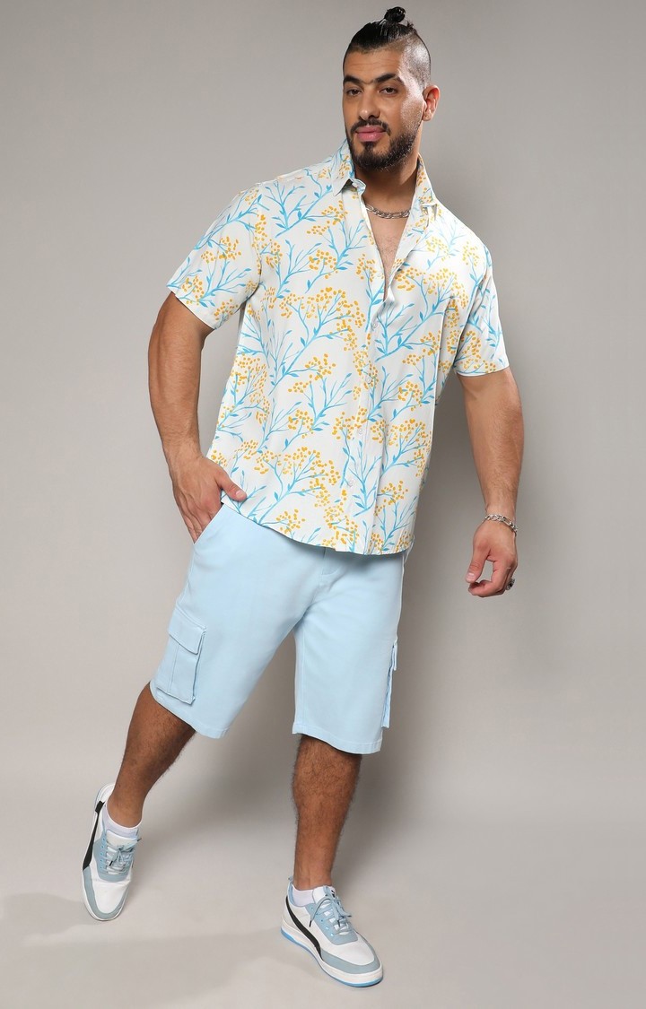 Men's White Printed Casual Shirts