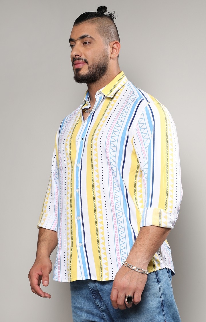 Men's Multicolour Geometric Striped Shirt