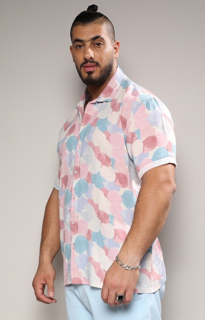 Men's Pink Printed Casual Shirts