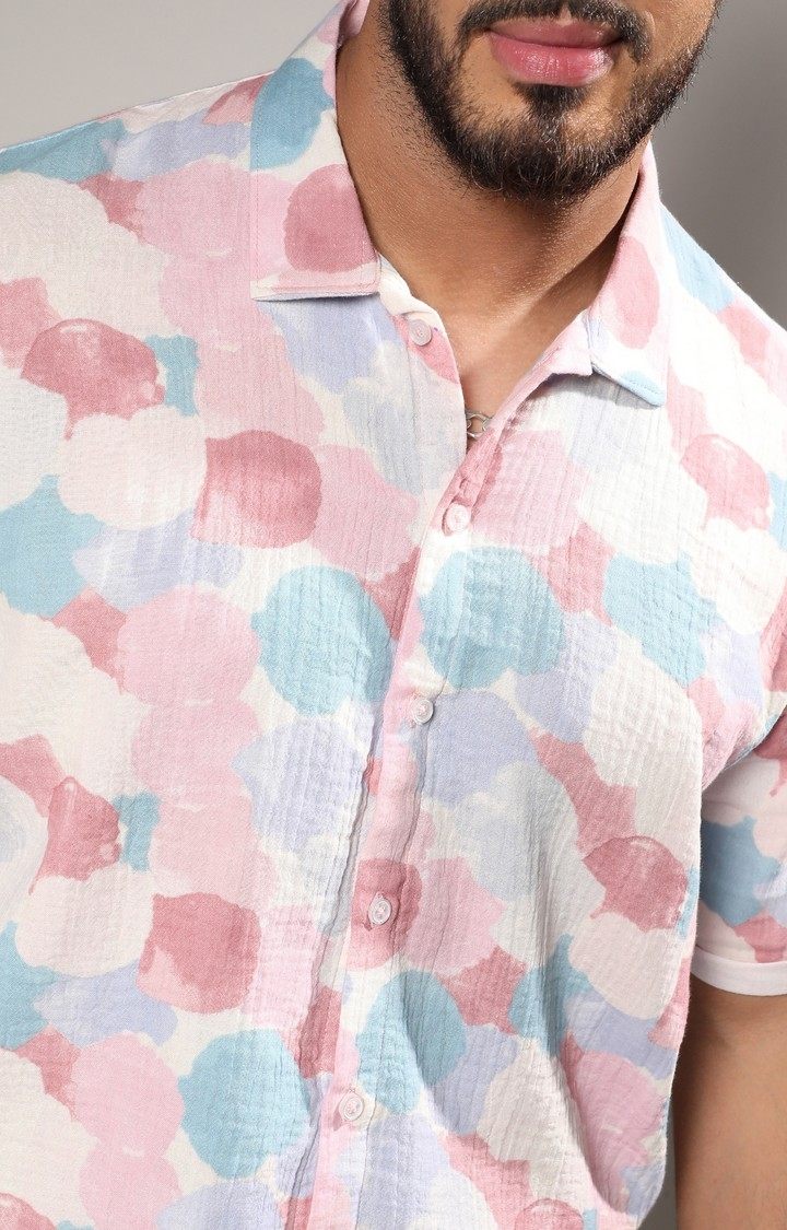 Men's Pink Printed Casual Shirts