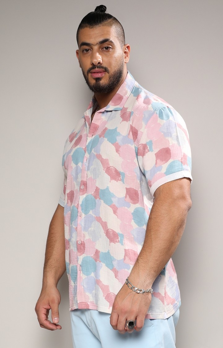 Men's Blush Pink & Light Blue Artistic Abstract Shirt