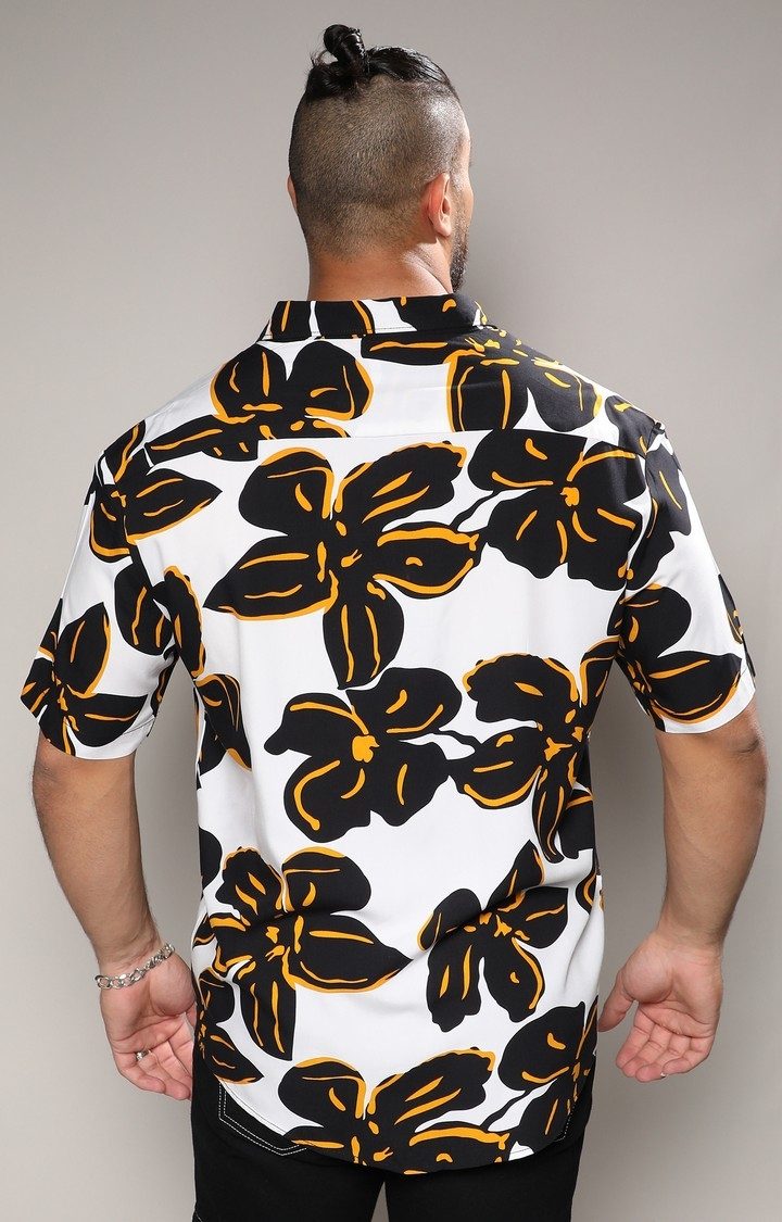 Men's White Floral Casual Shirts