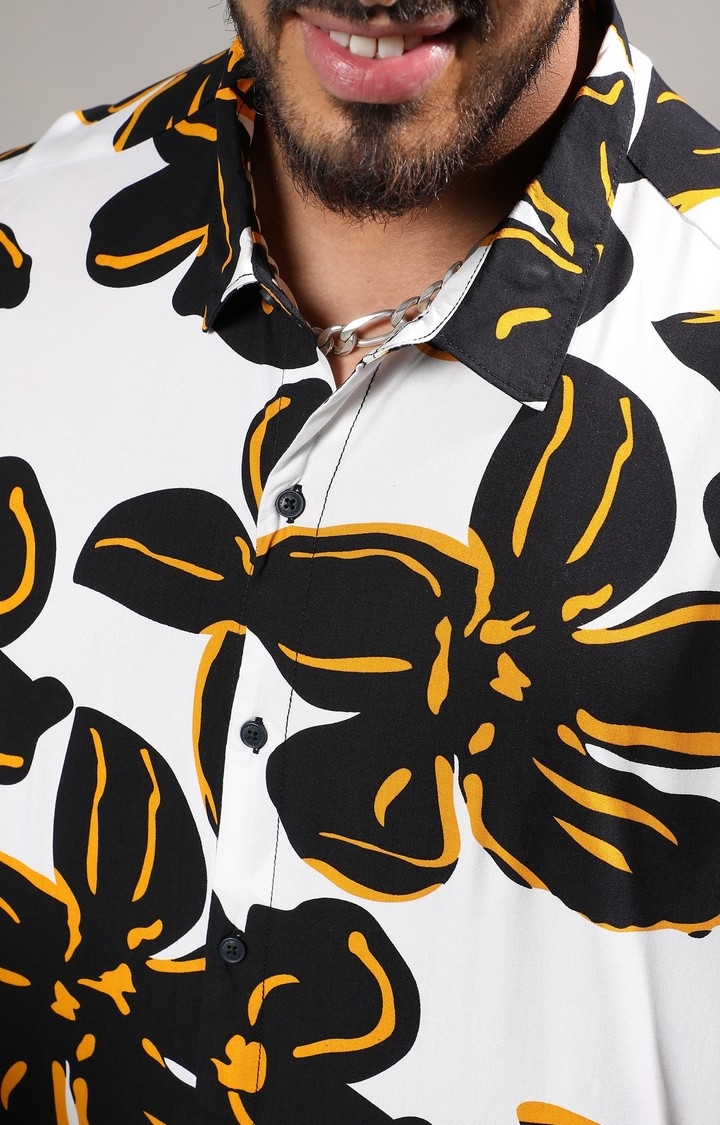 Men's White Floral Casual Shirts