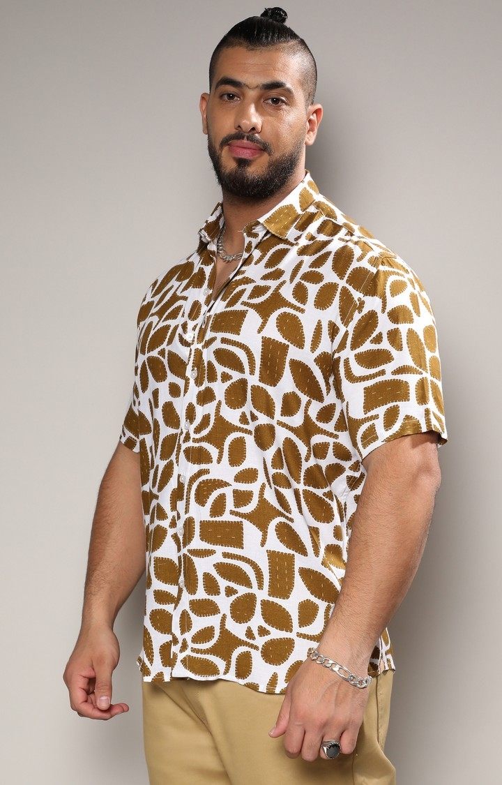 Men's Brown Printed Casual Shirts