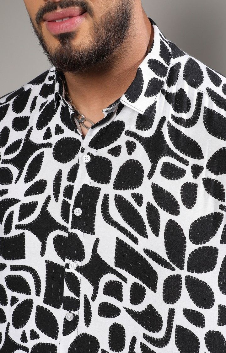 Men's White Printed Casual Shirts