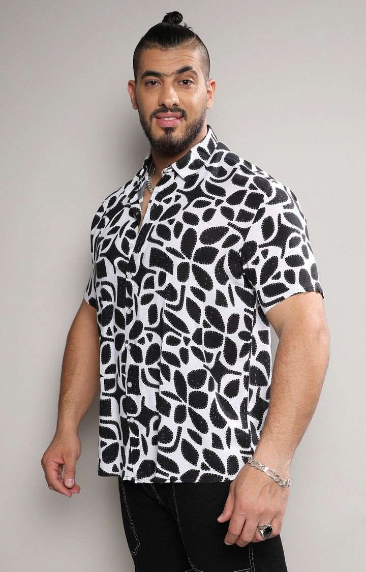 Men's White Printed Casual Shirts