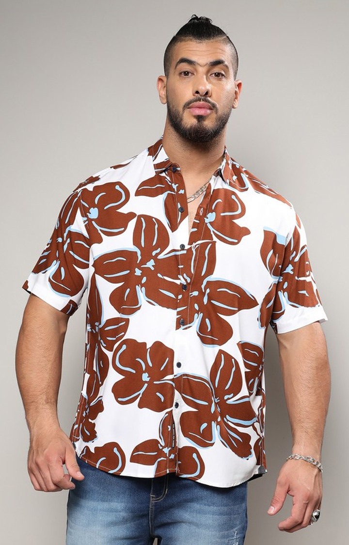 Men's White Floral Casual Shirts