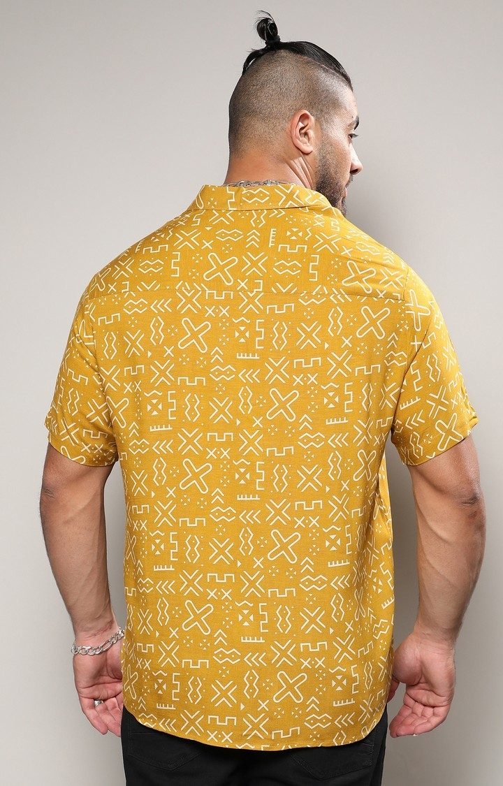 Men's Yellow Printed Casual Shirts