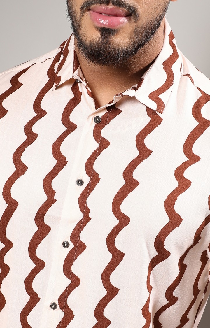 Men's Beige Striped Casual Shirts