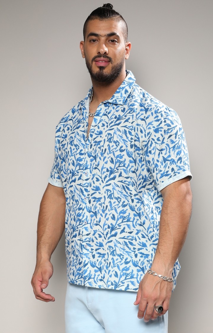 Men's Blue Foliage Strokes Shirt