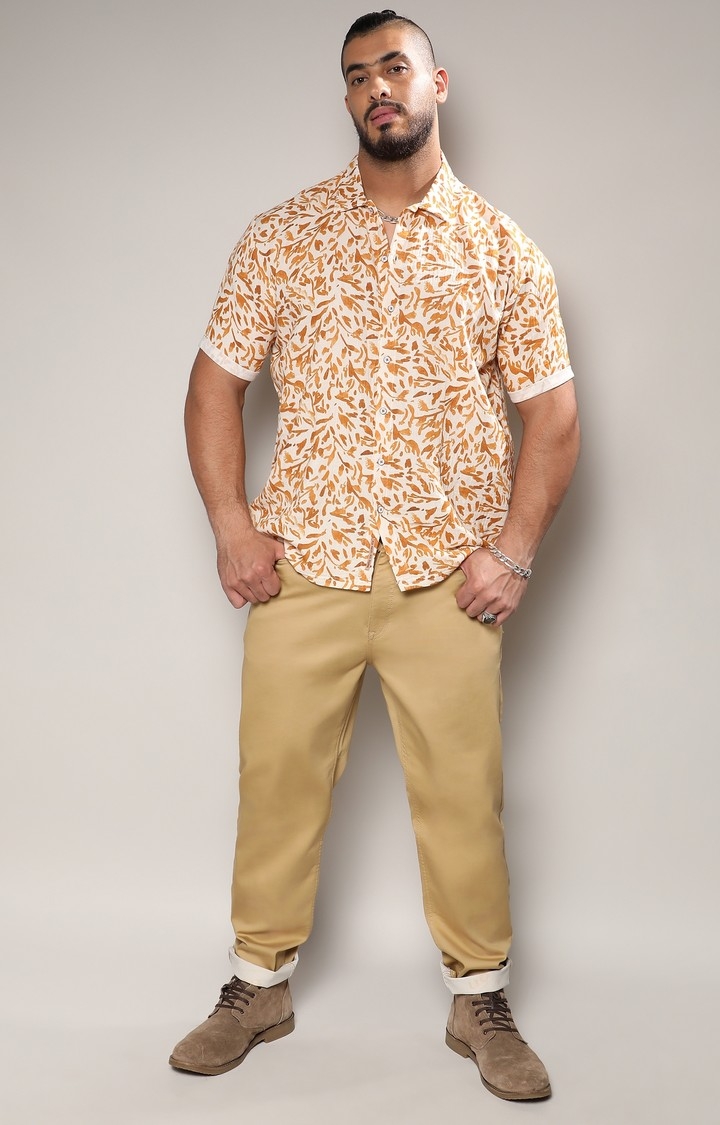 Men's Brown Foliage Strokes Shirt