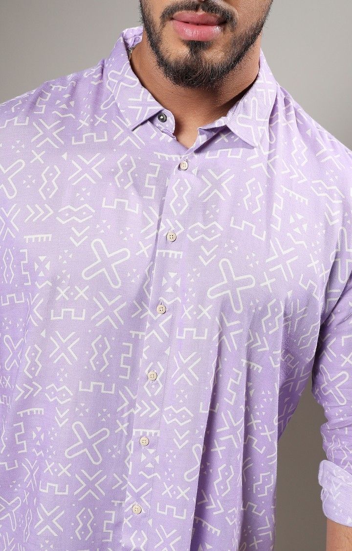 Men's Purple Printed Casual Shirts