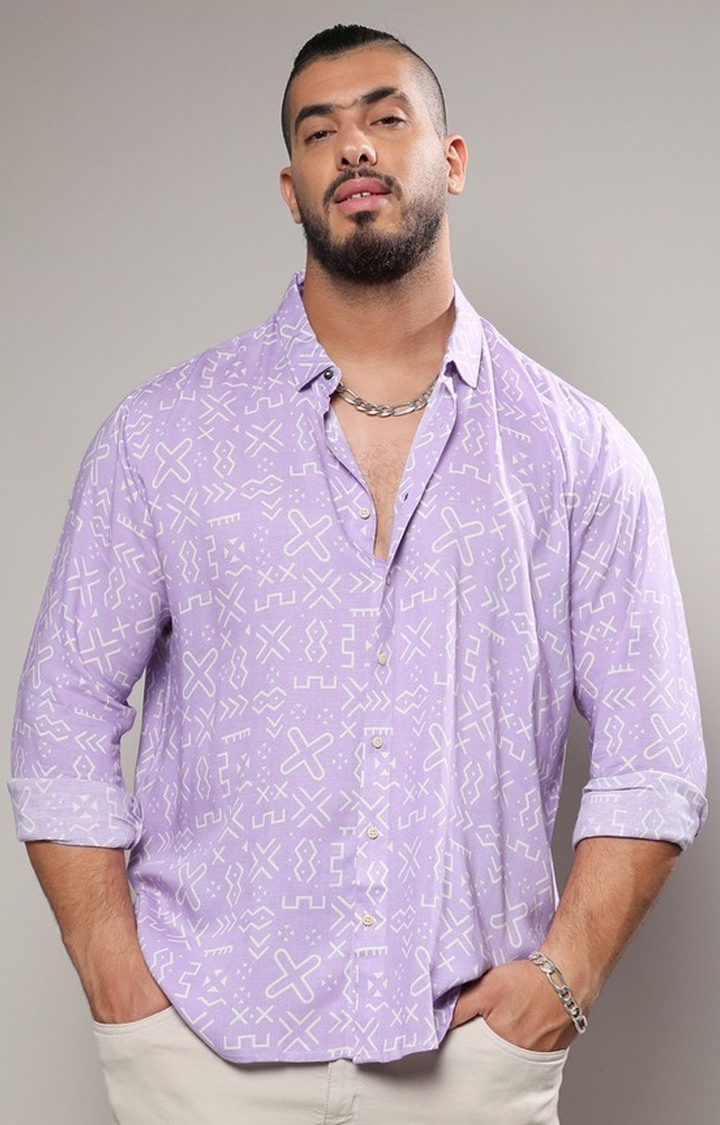 Men's Purple Printed Casual Shirts