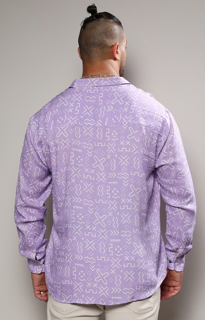 Men's Purple Printed Casual Shirts
