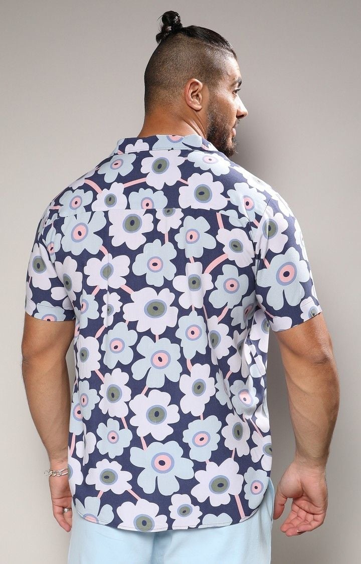 Men's Blue Floral Casual Shirts