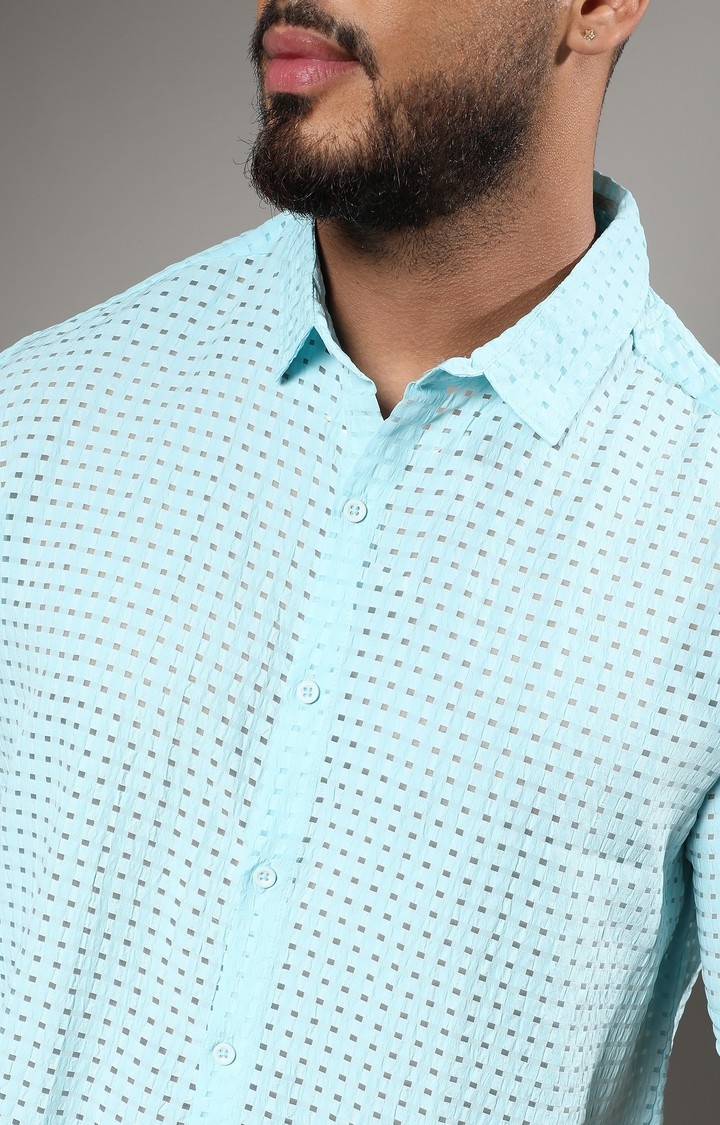 Men's Blue Solid Casual Shirts