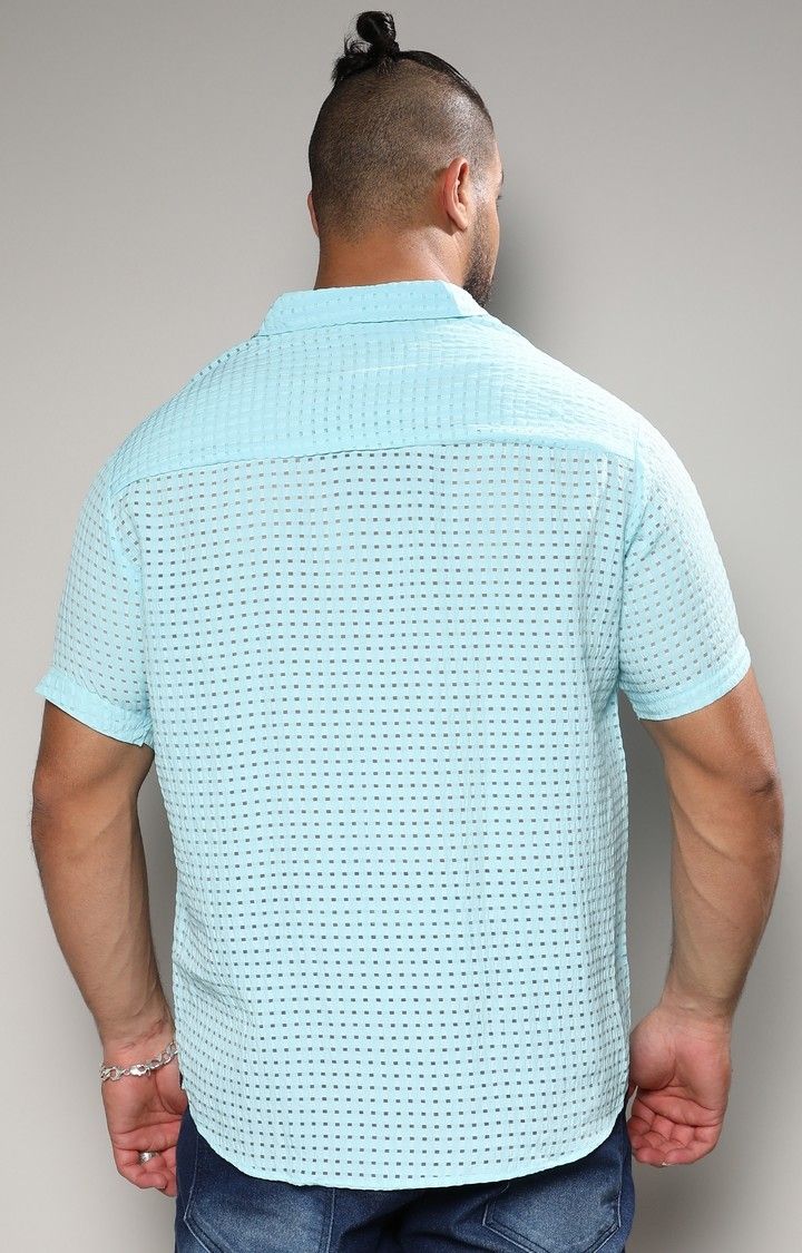 Men's Blue Solid Casual Shirts