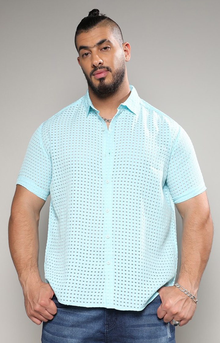 Men's Blue Solid Casual Shirts