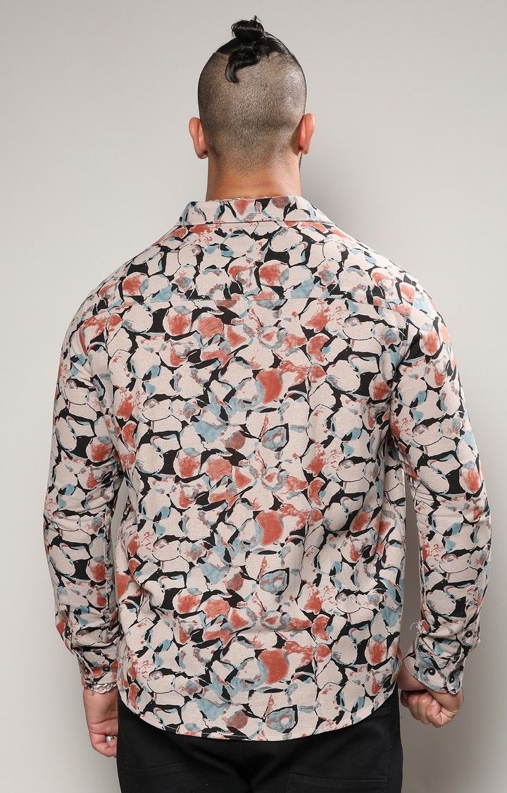 Men's Beige Printed Casual Shirts