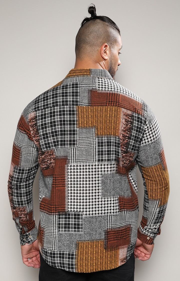 Men's Brown Printed Casual Shirts