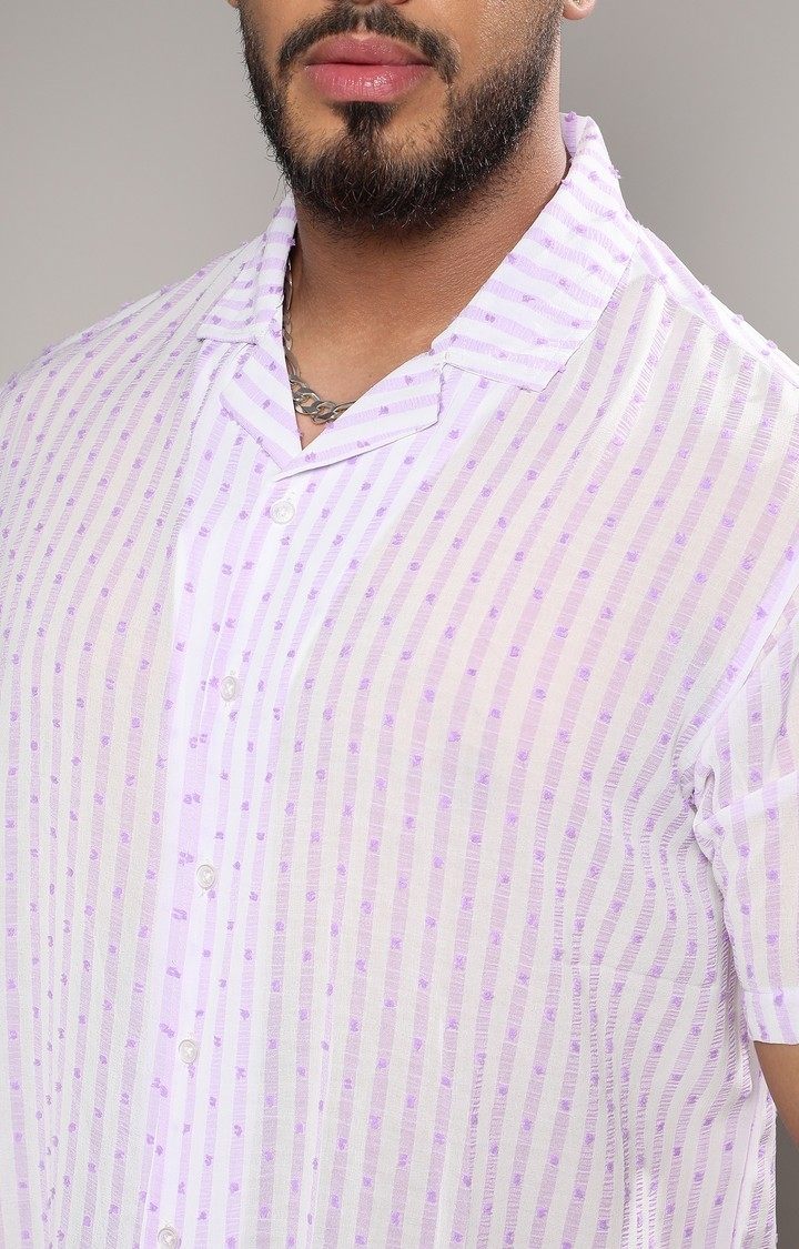 Men's Purple Striped Casual Shirts
