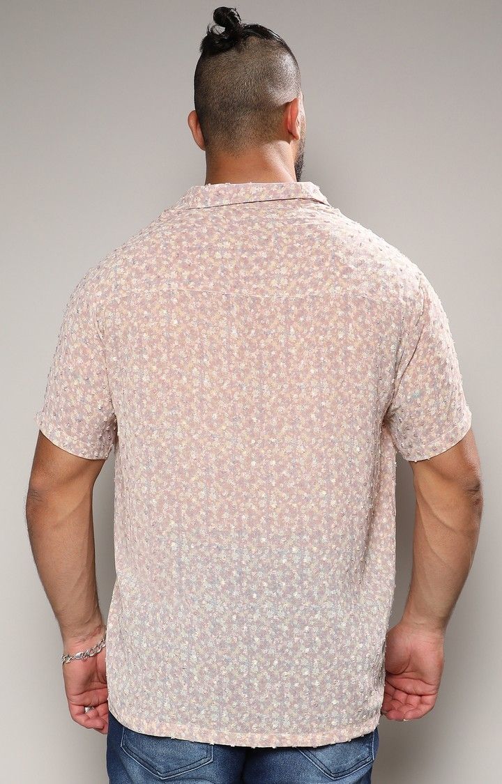 Men's Beige Textured Casual Shirts