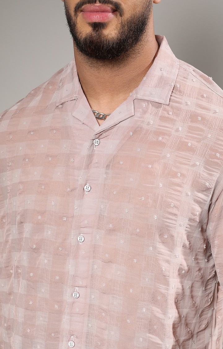 Men's Beige Checked Casual Shirts