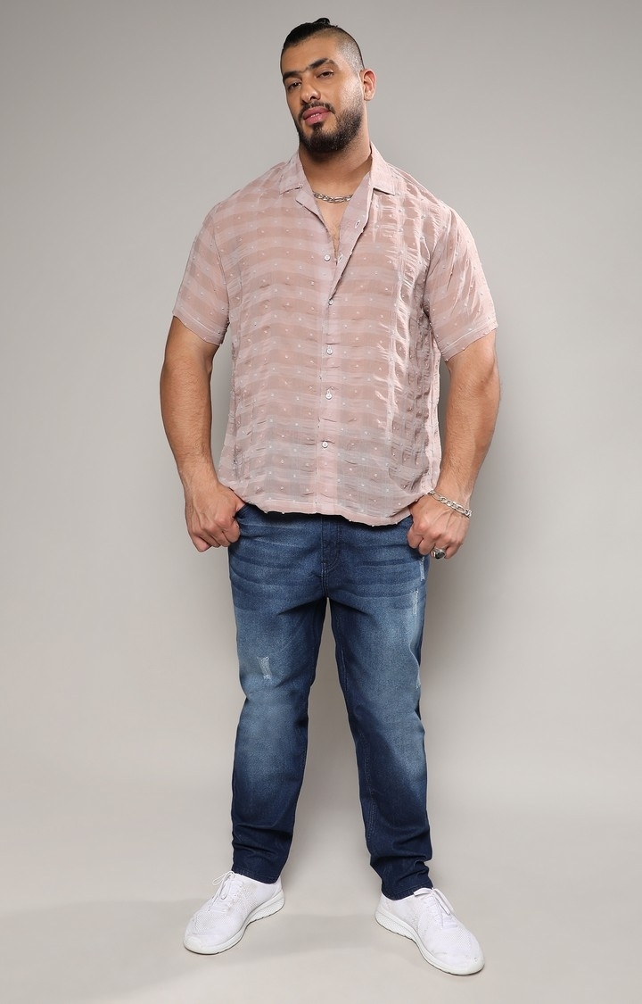 Men's Brown Self-Design Buffalo Check Shirt