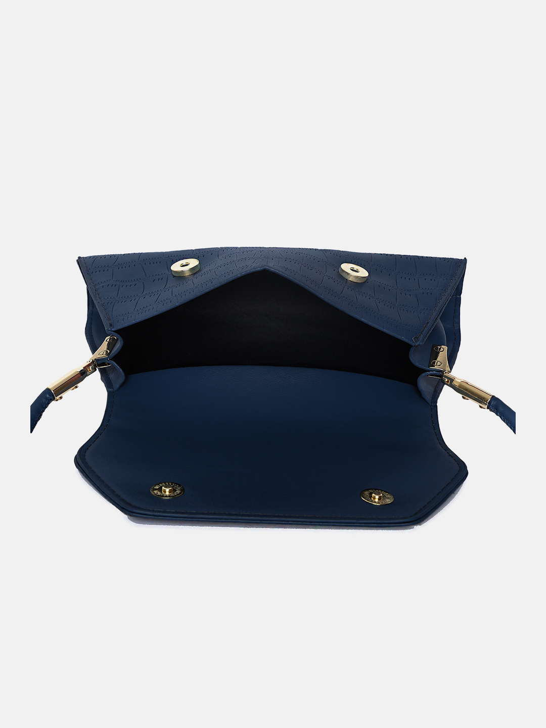 Haute Sauce By Campus Sutra Navy Blue Pu Clutch Bags