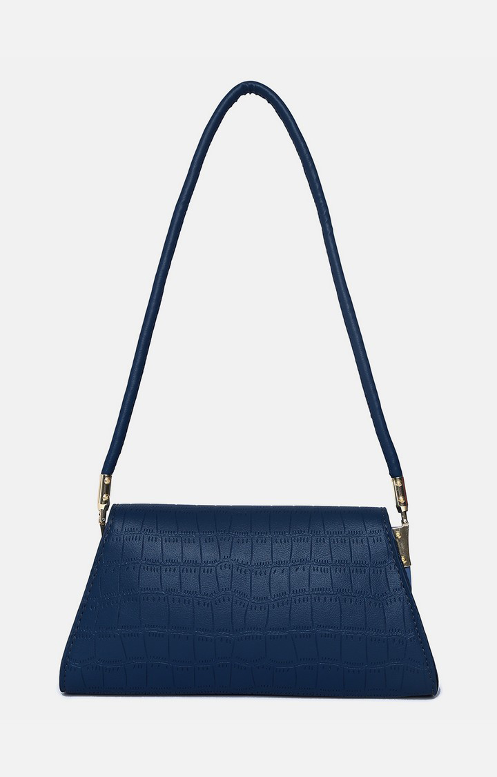 Haute Sauce By Campus Sutra Navy Blue Pu Clutch Bags