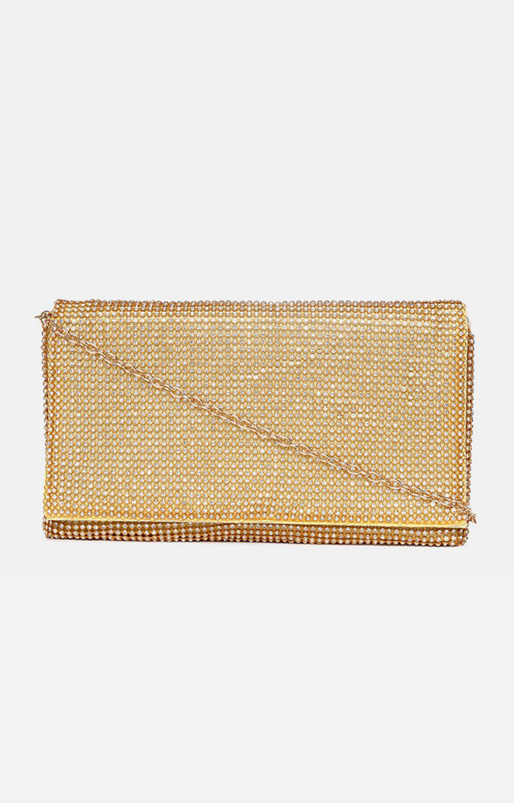 Haute Sauce By Campus Sutra Gold Pu Clutch Bags