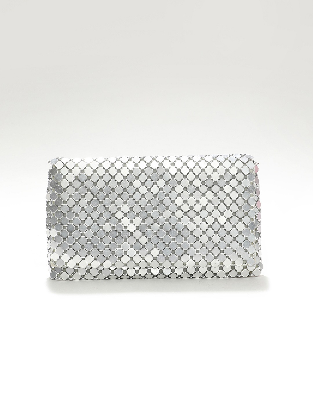 Haute Sauce By Campus Sutra Silver Pu Clutch Bags