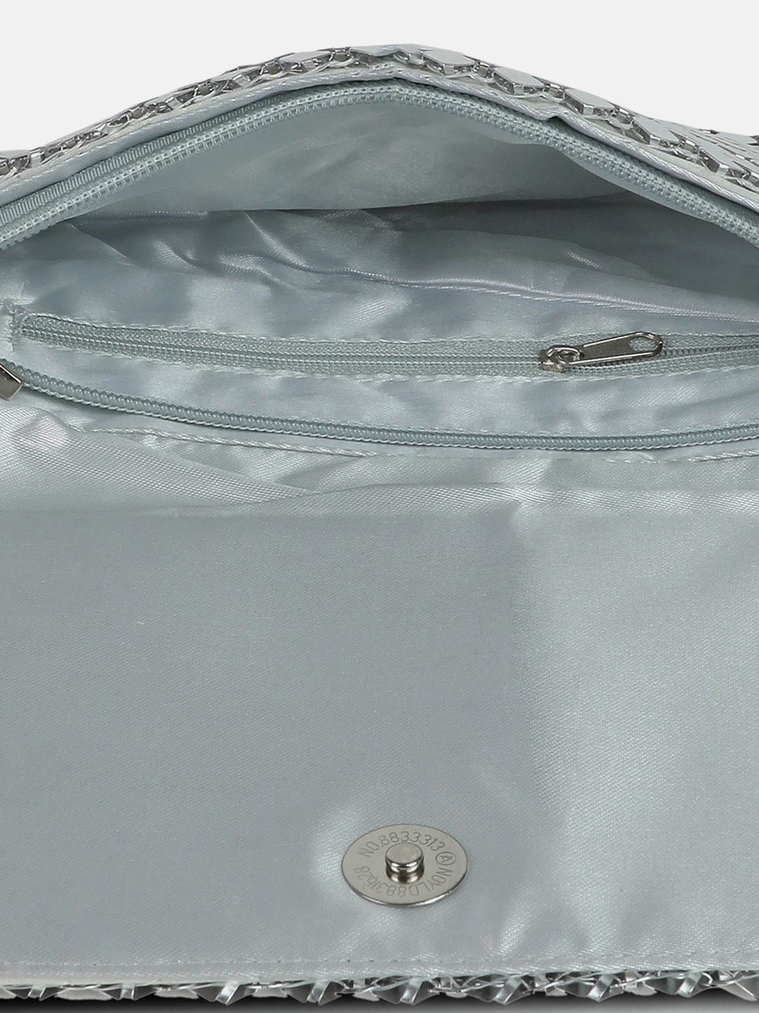 Haute Sauce By Campus Sutra Silver Pu Clutch Bags