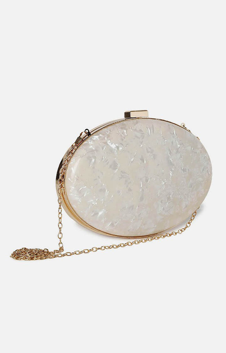 Haute Sauce By Campus Sutra White Metal Clutch Bags