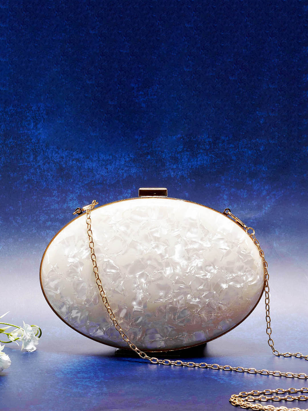 Haute Sauce By Campus Sutra White Metal Clutch Bags