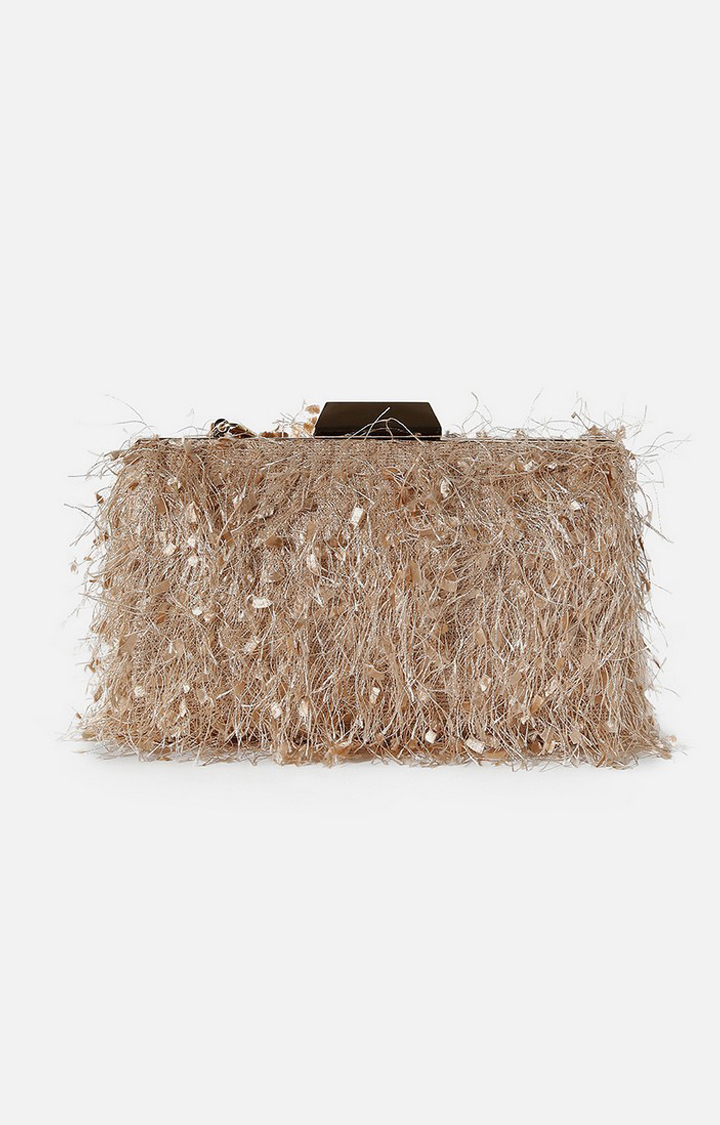Haute Sauce By Campus Sutra Gold Fabric Clutch Bags
