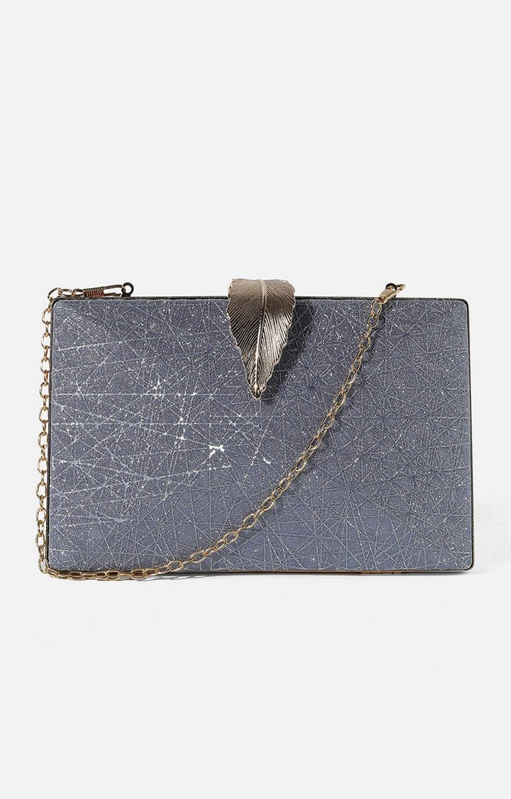 Haute Sauce By Campus Sutra Silver Leather Clutch Bags