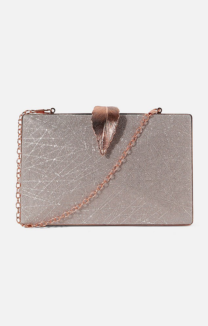 Haute Sauce By Campus Sutra Gold Fabric Clutch Bags