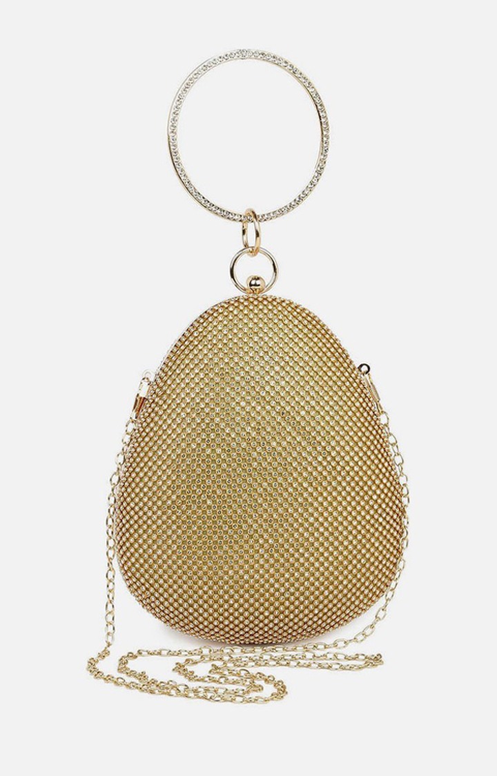 Haute Sauce By Campus Sutra Gold Metal Clutch Bags
