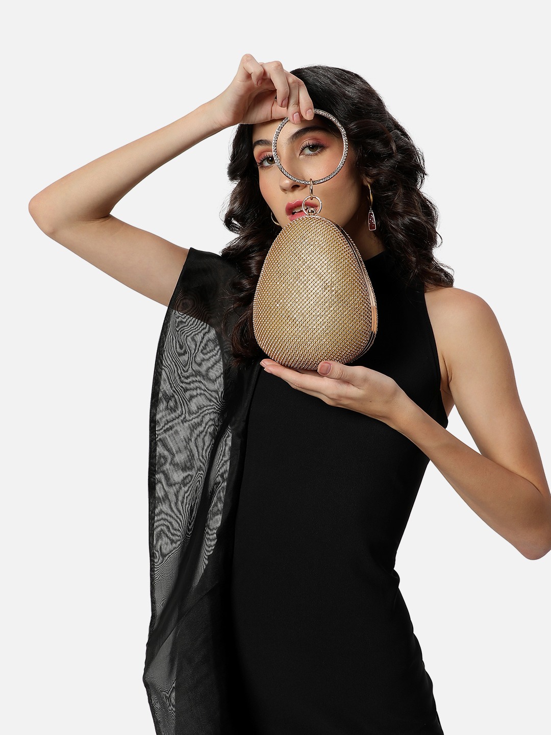 Haute Sauce By Campus Sutra Gold Metal Clutch Bags