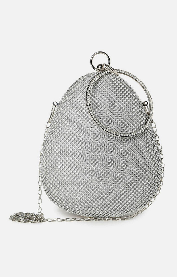 Haute Sauce By Campus Sutra Silver Metal Clutch Bags