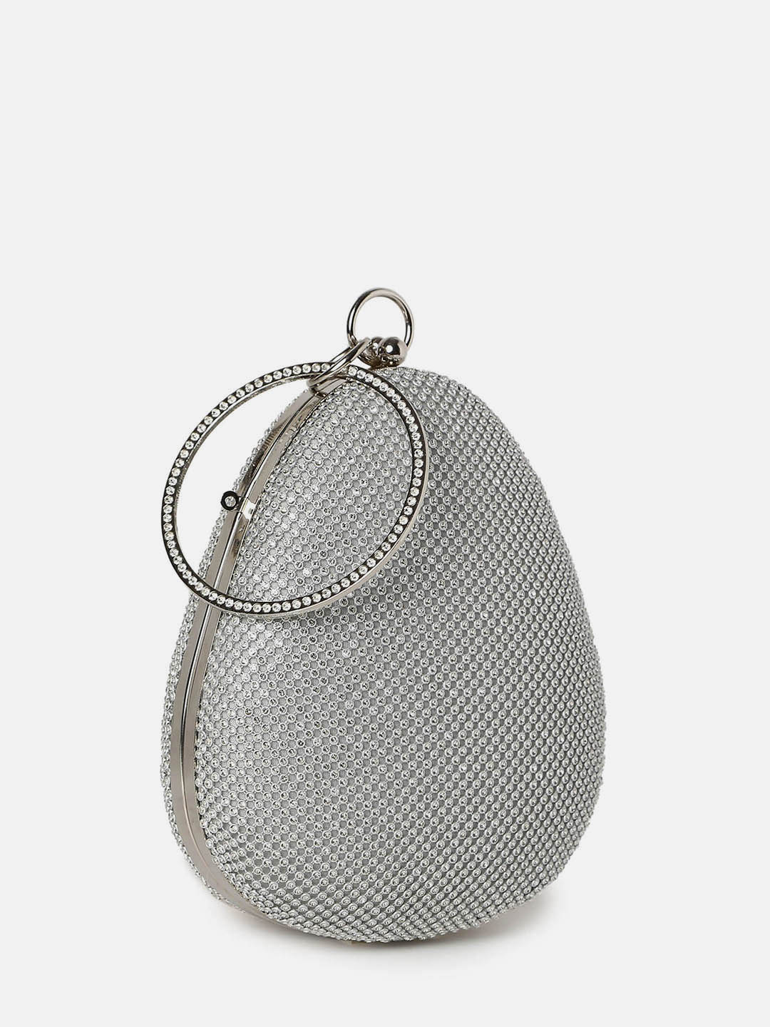 Haute Sauce By Campus Sutra Silver Metal Clutch Bags