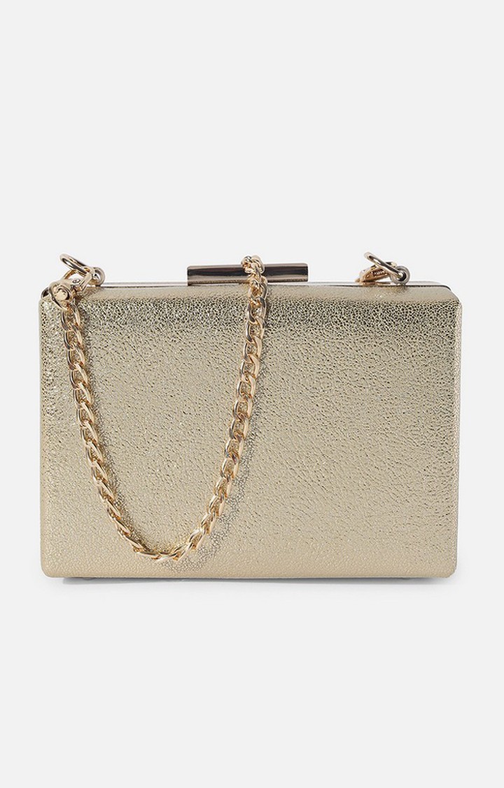 Haute Sauce By Campus Sutra Gold Pu Clutch Bags