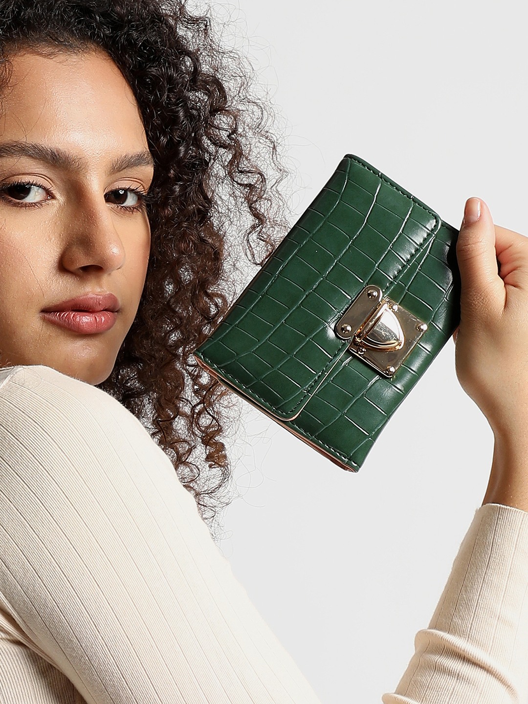 Haute Sauce By Campus Sutra Women Textured Vegan Leather Two Fold Wallet