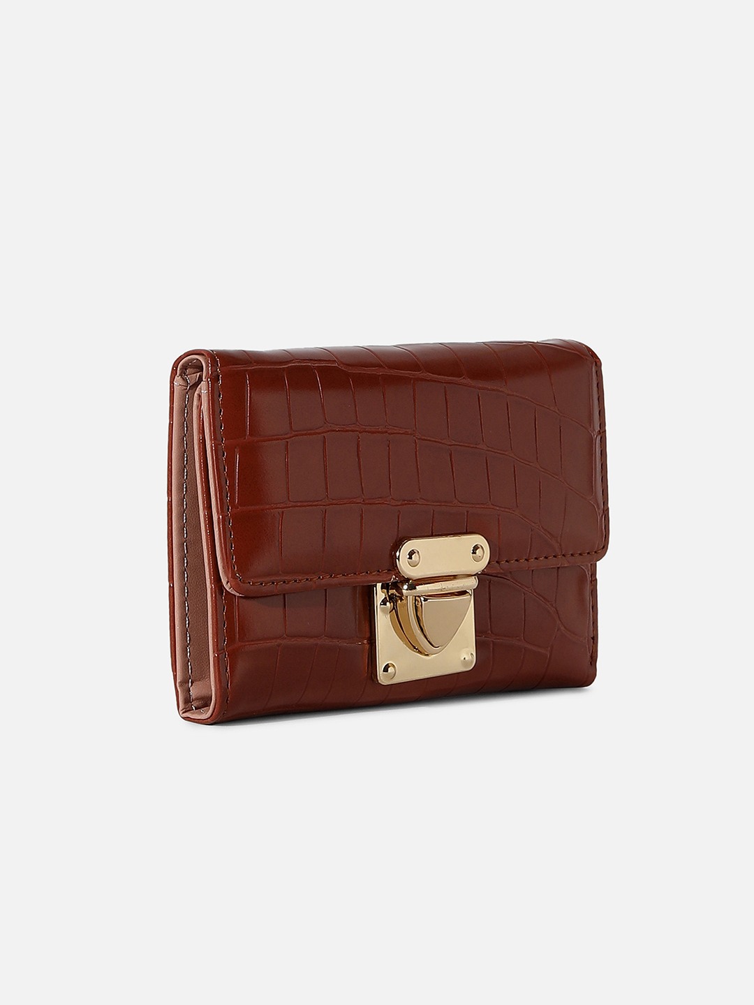 Haute Sauce By Campus Sutra Women Textured Vegan Leather Three Fold Wallet With Sd Card