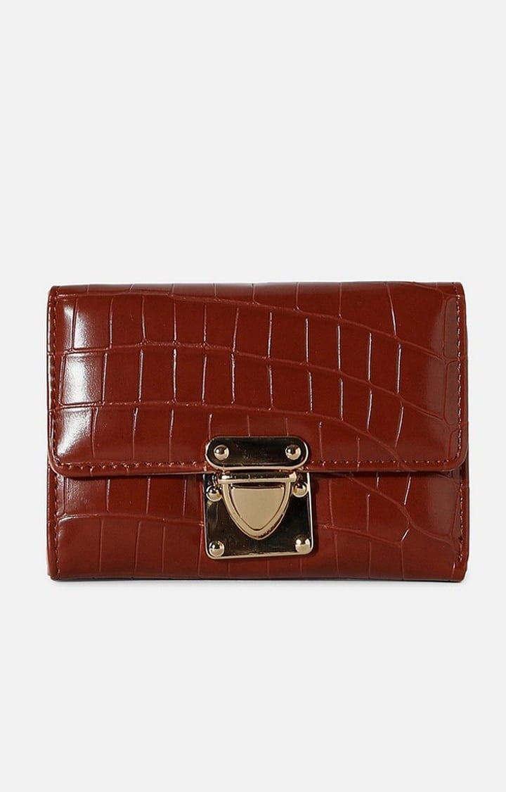 Haute Sauce By Campus Sutra Women Textured Vegan Leather Three Fold Wallet With Sd Card