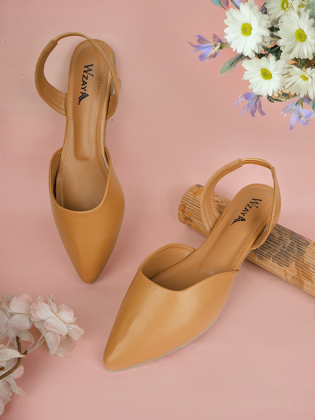 Women Solid Pointed Toe Backstrap Mules