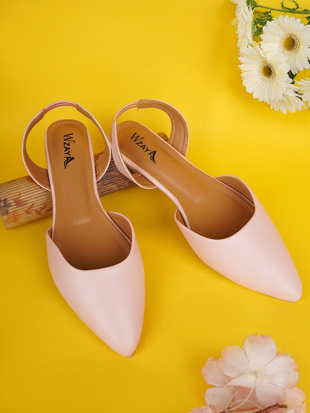 Women Solid Pointed Toe Backstrap Mules