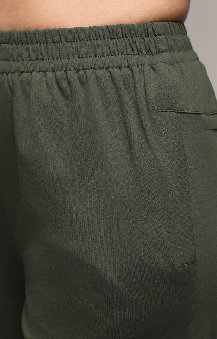 Women's Forest Green Solid Cargos