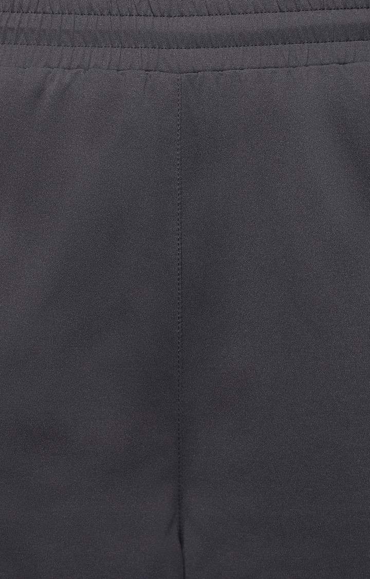 Women's Charcoal Grey Solid Polyester Parachute Pants